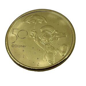 NEW Walt Disney World 50th Anniversary Jiminy  Commemorative Gold Medallion Coin